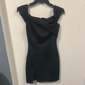 Guess Black Asymmetrical Bodycon Cocktail Dress